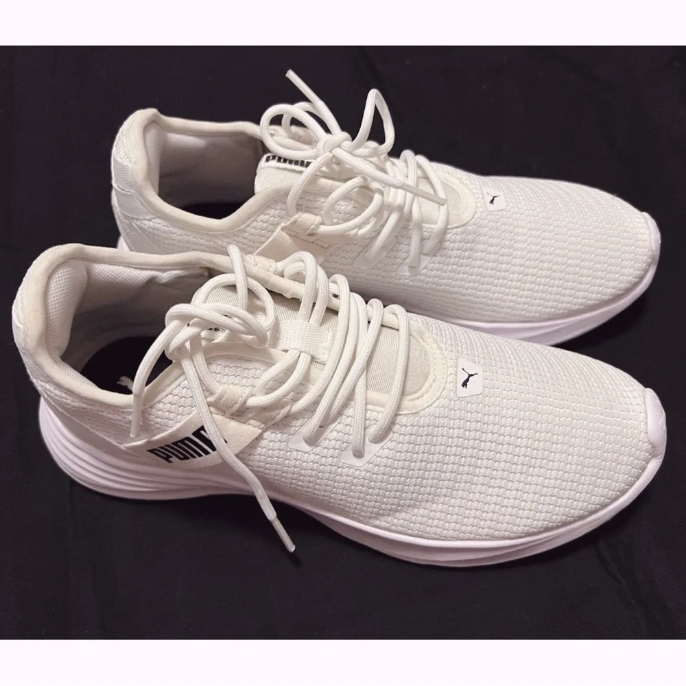 PUMA Radiate XT White Athletic Sneakers with Black Details Size 7.5 Women - Picture 2 of 11